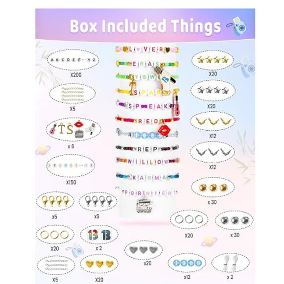 Friendship Bracelet Kit for TS ERAS Tour, 30 Colors 3mm Glass Beads MIXED UP - Picture 5 of 9